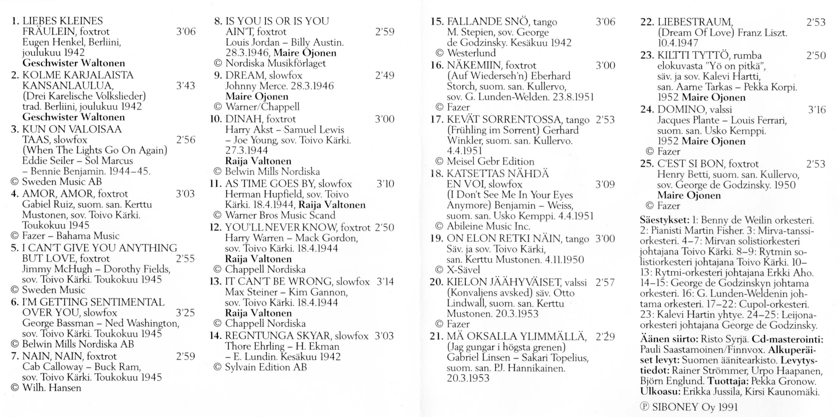 Kun on valoisaa taas 1942-1953 - Booklet 2